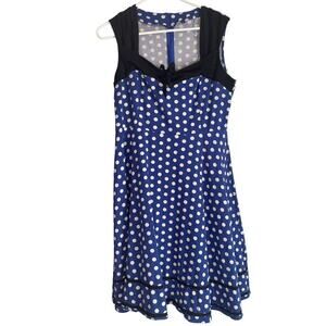 Polka Dot Retro Vintage Style Cocktail Party Swing Dress Women's Size Large